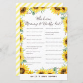 春ひまわり赤ちゃんシャワーゲームプリント (正面/裏面)