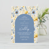 春ほこりっぽい青と黄色のコテージの花アーチ 招待状 (スタンド正面)