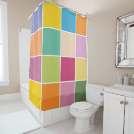 春よくはしゃぐの市松模様に シャワーカーテン