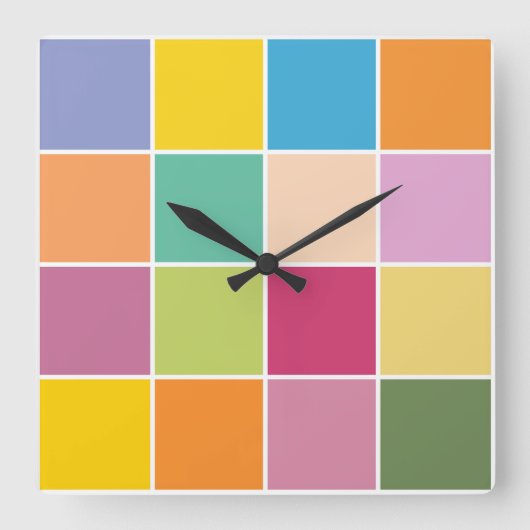 春よくはしゃぐの市松模様に スクエア壁時計 (正面)