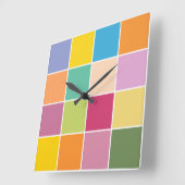 春よくはしゃぐの市松模様に スクエア壁時計 (傾斜)