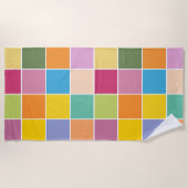 春よくはしゃぐの市松模様に ビーチタオル (正面)