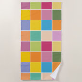 春よくはしゃぐの市松模様に ビーチタオル (正面)