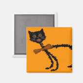 春らしい黒猫ハロウィーンの飾り マグネット (正面/裏面)