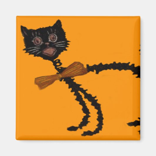 春らしい黒猫ハロウィーンの飾り マグネット (正面)