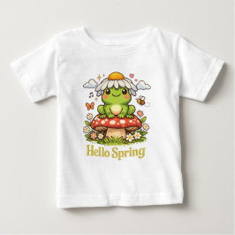 春を迎えるカエル – カントリーロア・キノコの美学 ベビーTシャツ