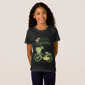 春を迎えるビンテージ自転車のイラスト Tシャツ (正面フル)