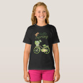 春を迎えるビンテージ自転車のイラスト Tシャツ (正面フル)