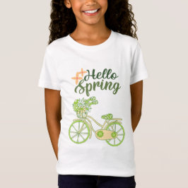 春を迎えるビンテージ自転車のイラスト Tシャツ