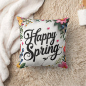 "春を迎える幸せ: 'HAPPY SPRING'  クッション (ブランケット)