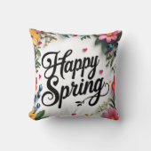 "春を迎える幸せ: 'HAPPY SPRING'  クッション (正面)