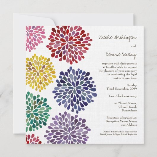 春を顧客用招待状結婚することは活気付きます 招待状 (裏面)