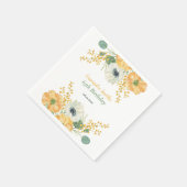 春アネモネフラワーオレンジ&ホワイト誕生日 スタンダードカクテルナプキン (角)