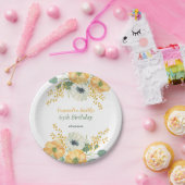 春アネモネフラワーオレンジ&ホワイト誕生日 ペーパープレート (パーティー)