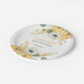 春アネモネフラワーオレンジ&ホワイト誕生日 ペーパープレート (アングル)