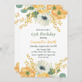 春アネモネフラワーオレンジ&ホワイト誕生日 招待状 (正面/裏面)