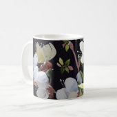 春アプリコット枝：水色シームレス。 コーヒーマグカップ (正面左)