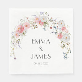 春アーチワイルドフラワーピンク結婚ホワイト スタンダードランチョンナプキン