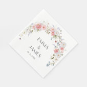 春アーチワイルドフラワーピンク結婚ホワイト スタンダードランチョンナプキン (角)