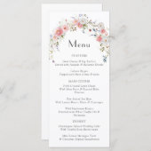 春アーチワイルドフラワーピンク結婚ホワイト メニュー (正面/裏面)