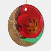 春イエローとレッドチューリップ セラミックオーナメント (左)