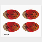 春イエローとレッドチューリップ 楕円形シール (シート)