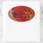 春イエローとレッドチューリップ 楕円形シール (バッグ)