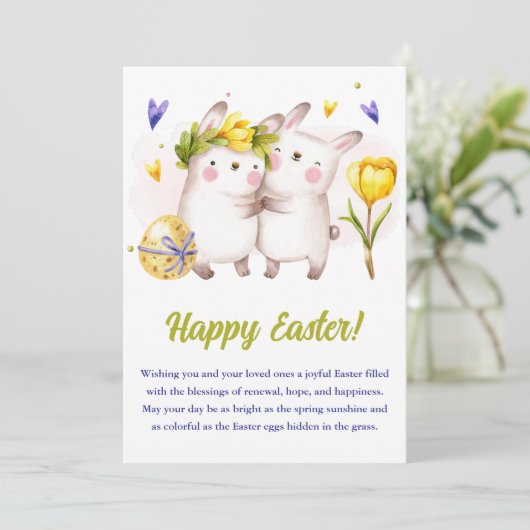 春イエローチューリップフローラバニーイースター シーズンカード (スタンド正面)