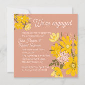 春イエローバターカップピンクフローラ私たちは婚約した 招待状 (正面)