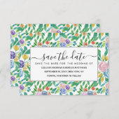 春イエローピンクオレンジグリーンフローラ水彩 セーブザデート (正面/裏面)