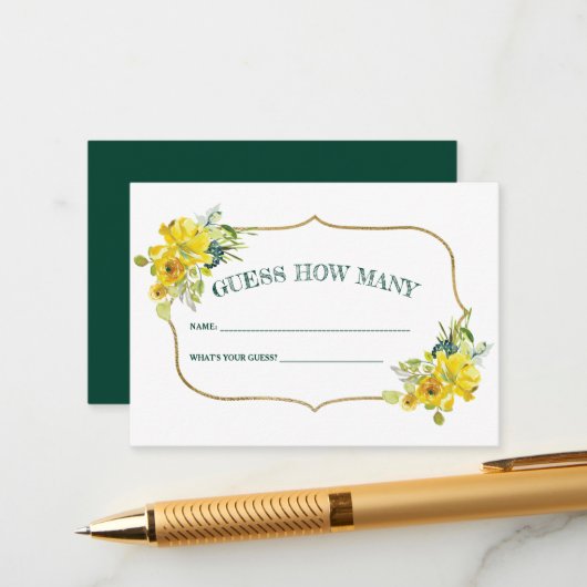 春イエローフローラブライダルシャワー数を推測 エンクロージャーカード (正面/裏面インサイチュ)