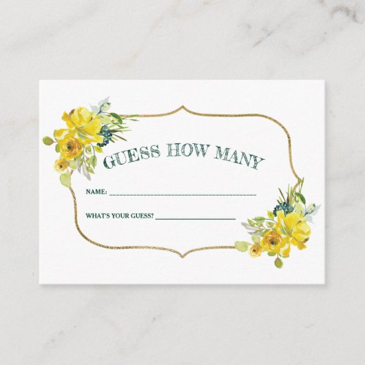 春イエローフローラブライダルシャワー数を推測 エンクロージャーカード (正面)