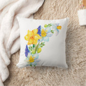春イエローブルーフラワーバンチ クッション (ブランケット)