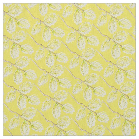 春イエローヤナギのナマズ水彩織物 ファブリック (見本)