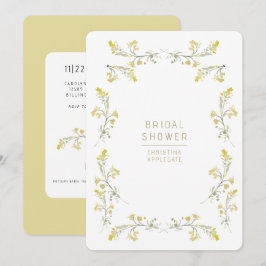 春イエローワイルドフラワーズブライダルシャワー 招待状