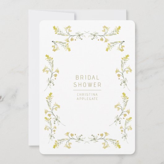 春イエローワイルドフラワーズブライダルシャワー 招待状 (正面)