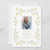 春イエローワイルドフラワーフォトブライダルシャワー 招待状 (正面)