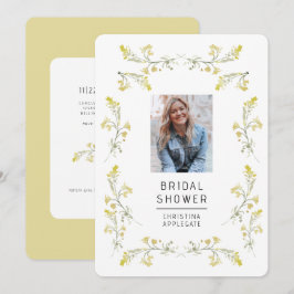 春イエローワイルドフラワーフォトブライダルシャワーII 招待状