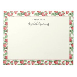 春イチゴ手図解入りの、写真付きの苺 ノートパッド