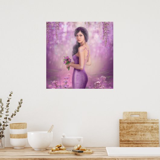 春イラストレーション美しいファンタジー女性p ポスター (キッチン)
