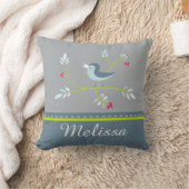 春インスパイアフローラバード名前をカスタムするデザイン クッション (ブランケット)