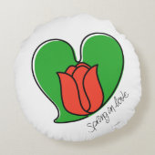 春イン恋 – 赤いチューリップラウンドピロー ラウンドクッション (裏面)