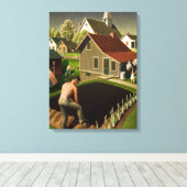 春イン・タウン， 1941 by Grant Wood キャンバスプリント (インサイチュ (ウッドフロア))