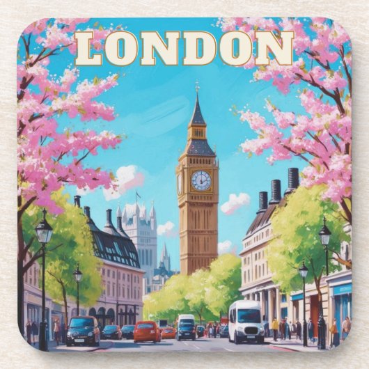 春インLondon Cork Coaster - クラシックUK Travel コースター (正面)