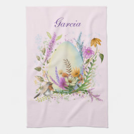 春イースターエッグ鳥の花フローラ キッチンタオル