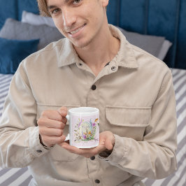 春イースターエッグ鳥の花フローラ ジャンボコーヒーマグカップ