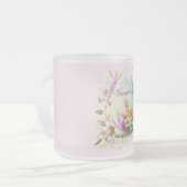 春イースターエッグ鳥の花フローラ フロストグラスマグカップ (正面左)