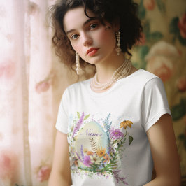 春イースターエッグ鳥の花フローラ Tシャツ