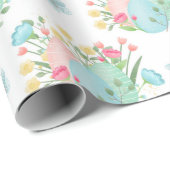 春イースターエッグ、花、蝶 ラッピングペーパー (ロールコーナー)