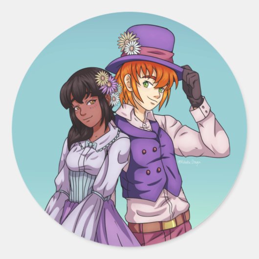 春イースターカップル ラウンドシール (正面)